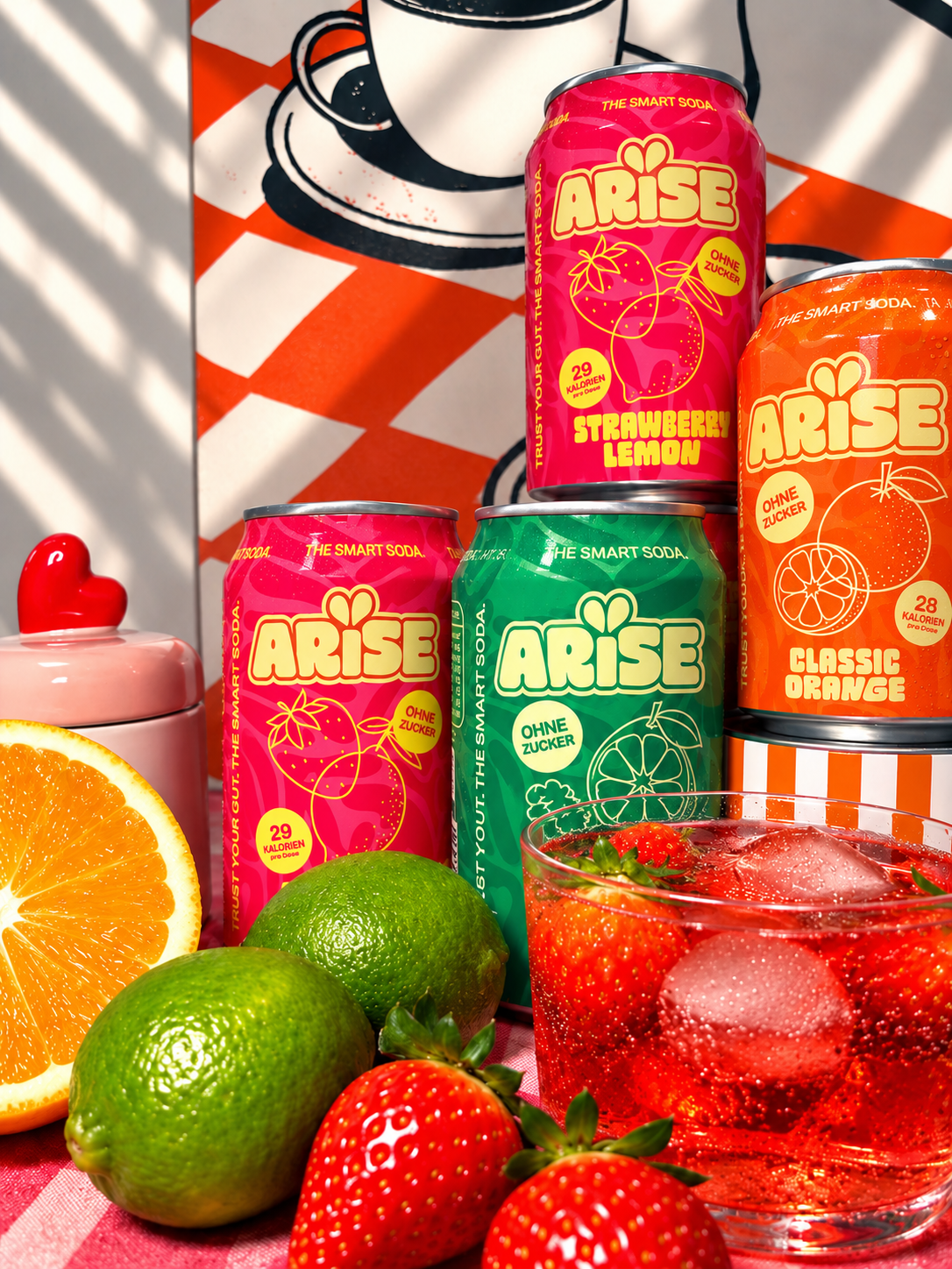 PLATZHALTER Style - ARISE Dosen mit Limetten und Erdbeeren